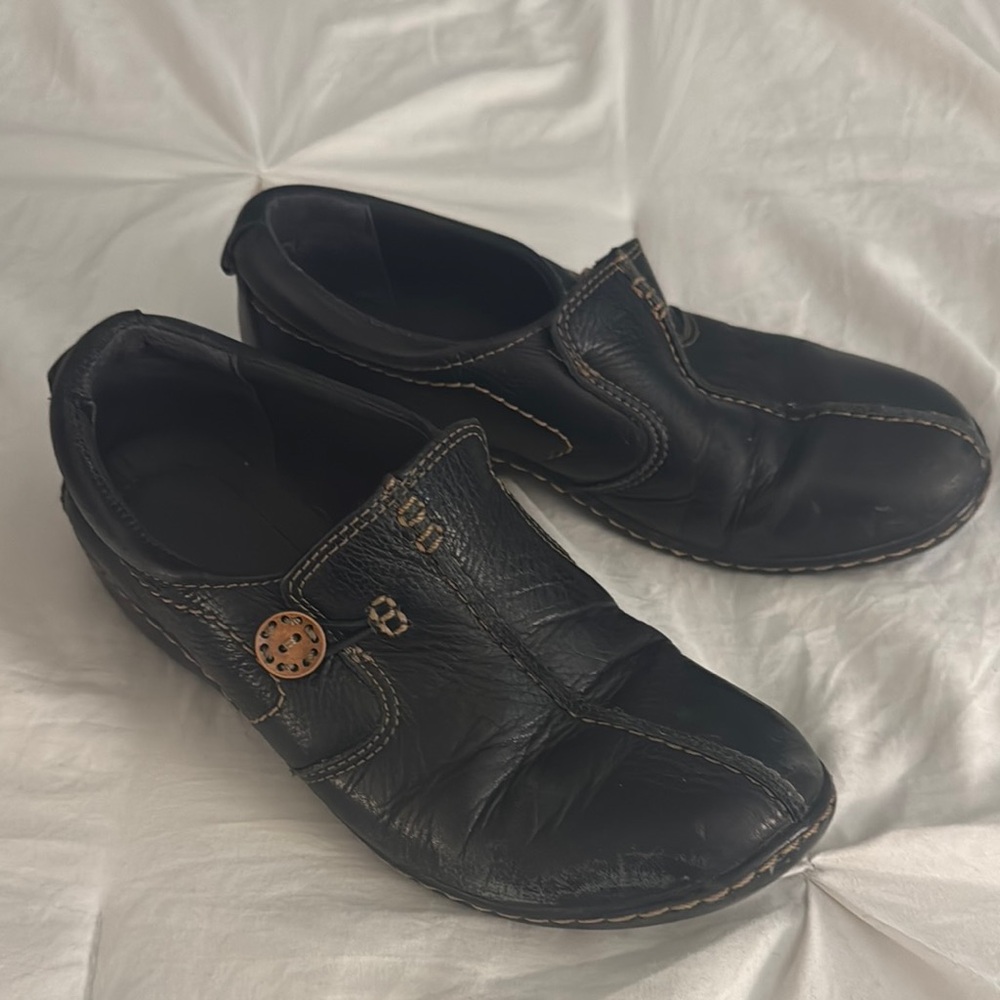 Clark’s Black Leather Slip-On Shoes